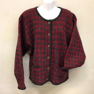 Woolrich Women’s Large Buffalo Check Button Cardigan Sweater